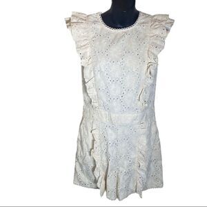 Happy x nature eyelet coquette ruffle romper NWT cream white 6 flaw fairy preppy